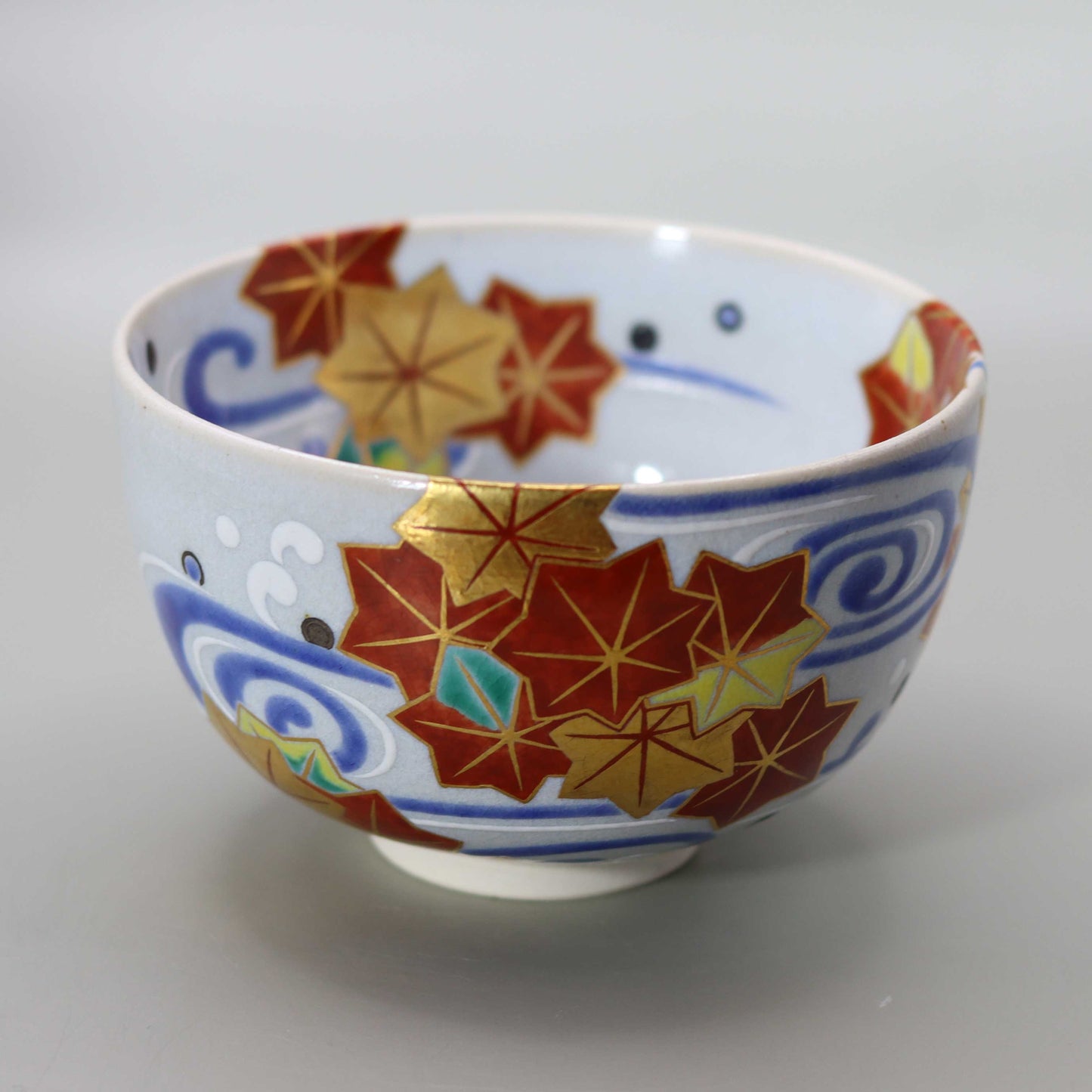Straw ash-glazed Tatsuta River tea bowl by Kosai Miyagawa