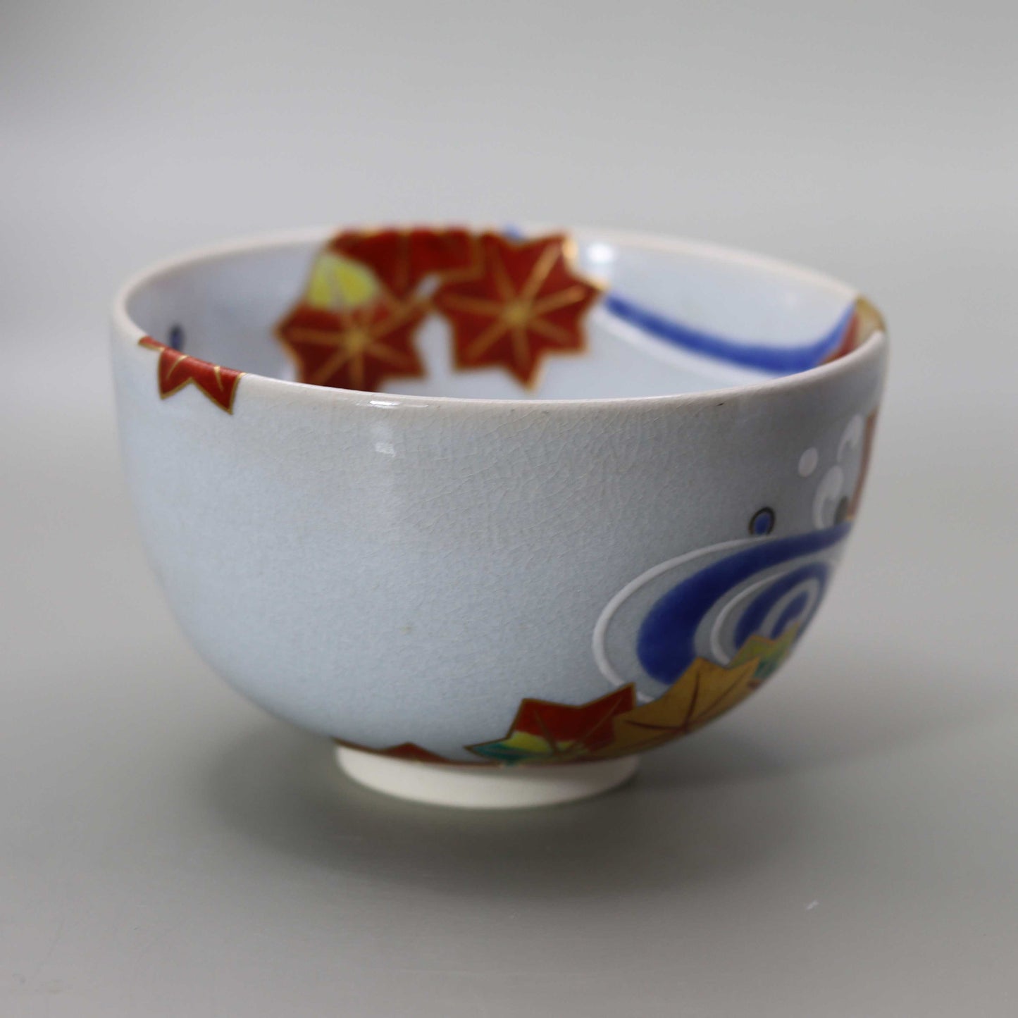 Straw ash-glazed Tatsuta River tea bowl by Kosai Miyagawa