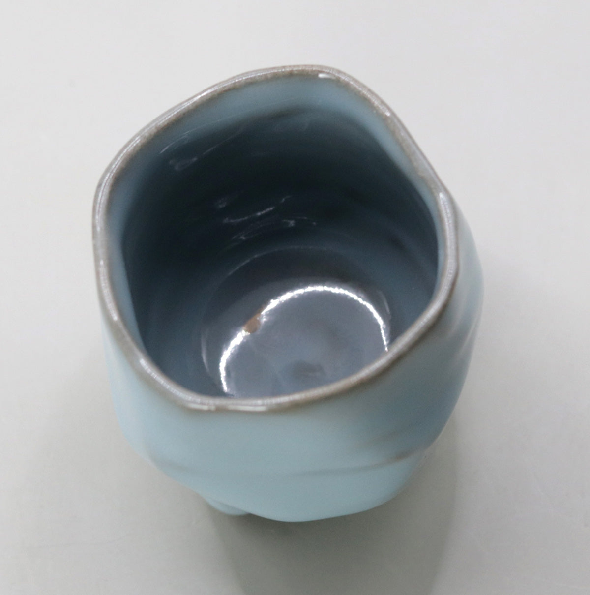 Celadon sake cup by Masao Tagai
