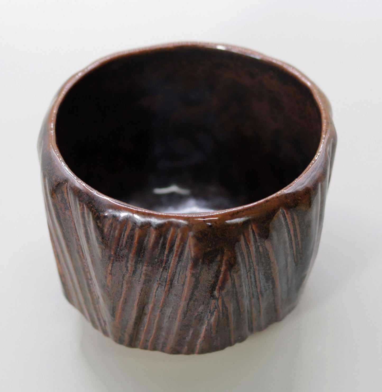 鉄釉割木紋茶碗 尾西楽斎