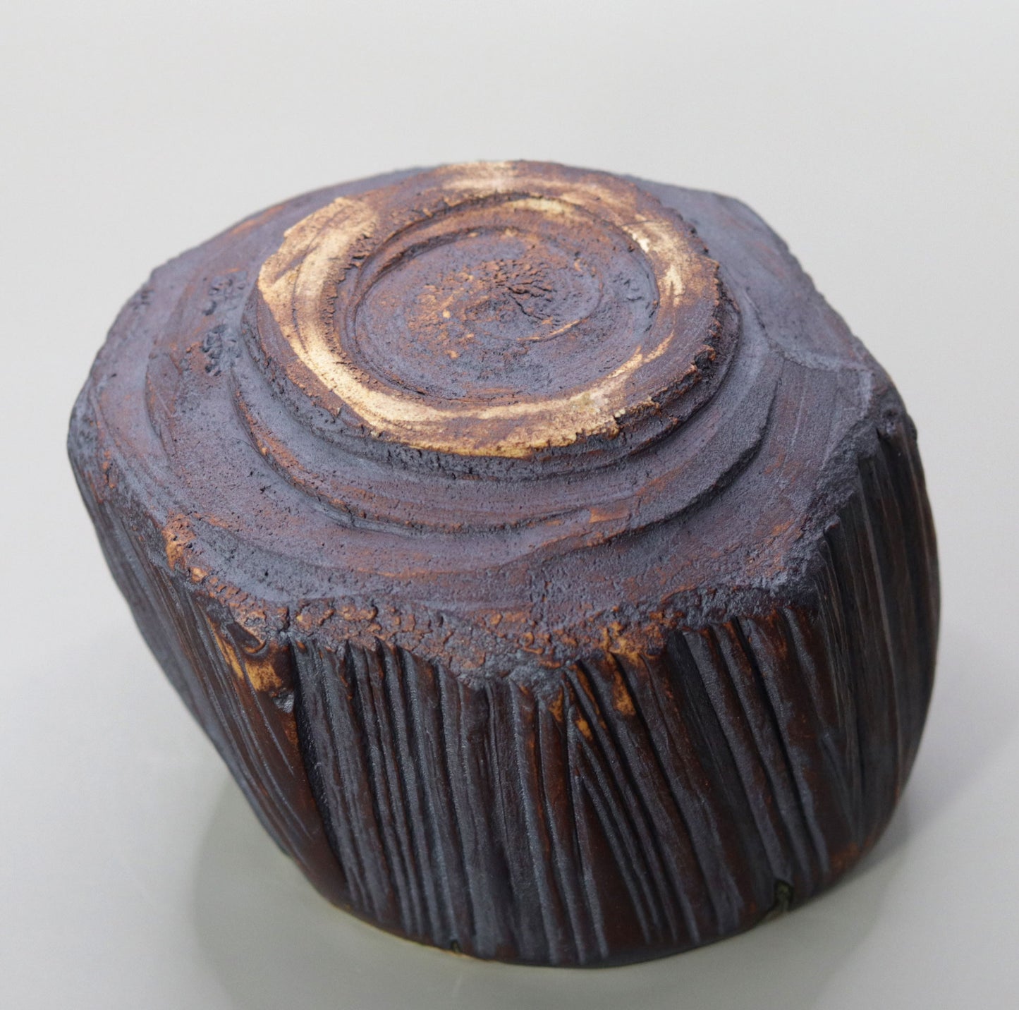 鉄釉割木紋茶碗 尾西楽斎