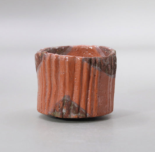 Vermilion sake cup by Yanashita Hideki