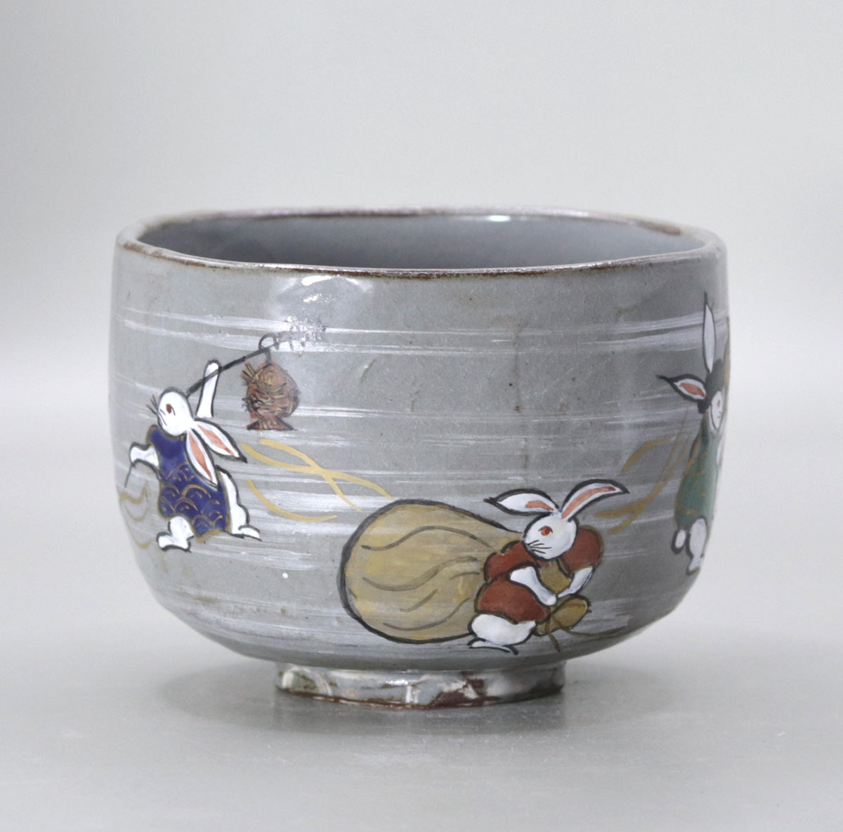 Seven Lucky Gods Rabbit Tea Bowl by Okada Yu