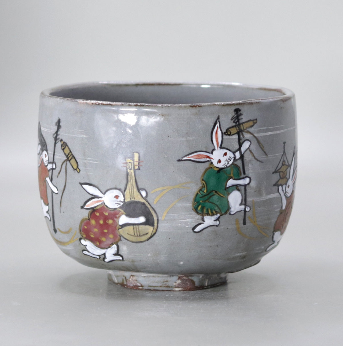 Seven Lucky Gods Rabbit Tea Bowl by Okada Yu