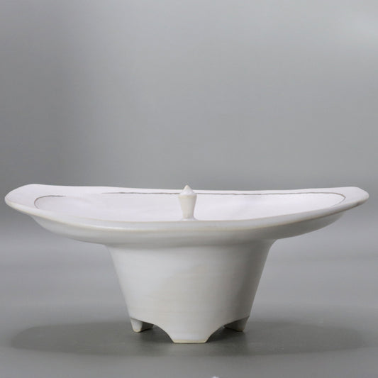 White glaze streamline rectangular incense burner Yu Okada