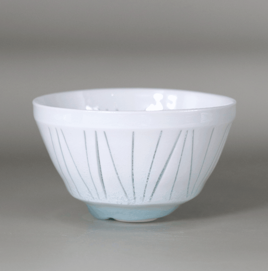 Blue and white tsunami sake cup by Kotaro Ikura