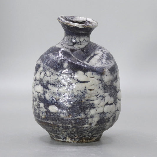 Ash-glazed sake bottle by Okada Masaru