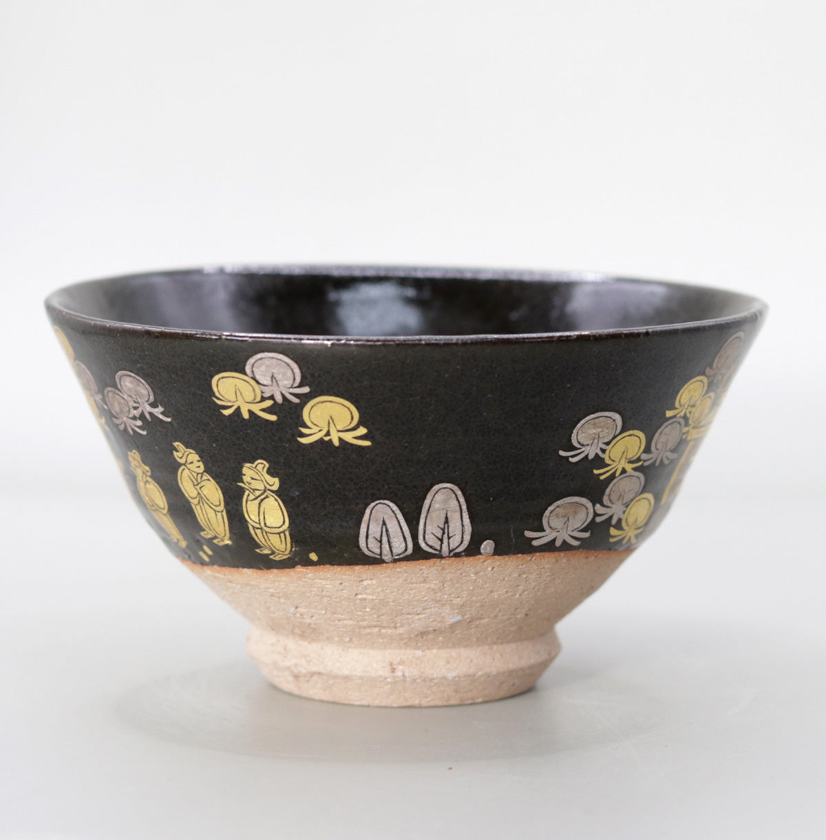 鉄釉金彩奈良絵茶碗 尾西楽斎