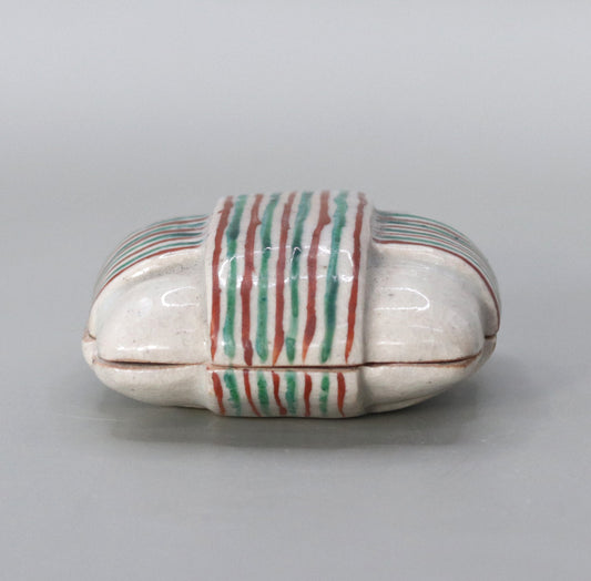 Thread-wrapped incense holder by Rakusai Onishi