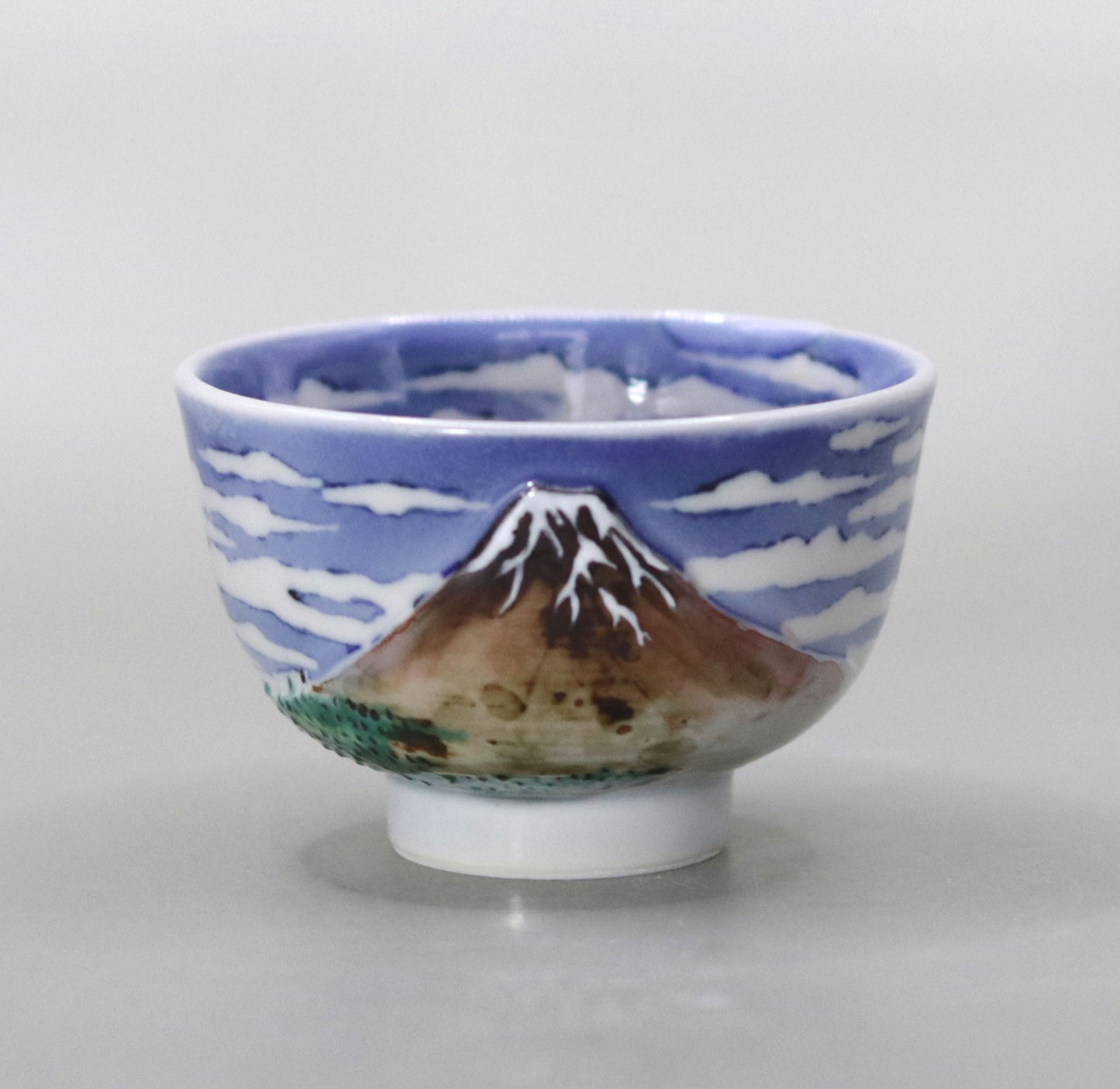 Hokusai Red Fuji Sake Cup by Kosai Miyagawa