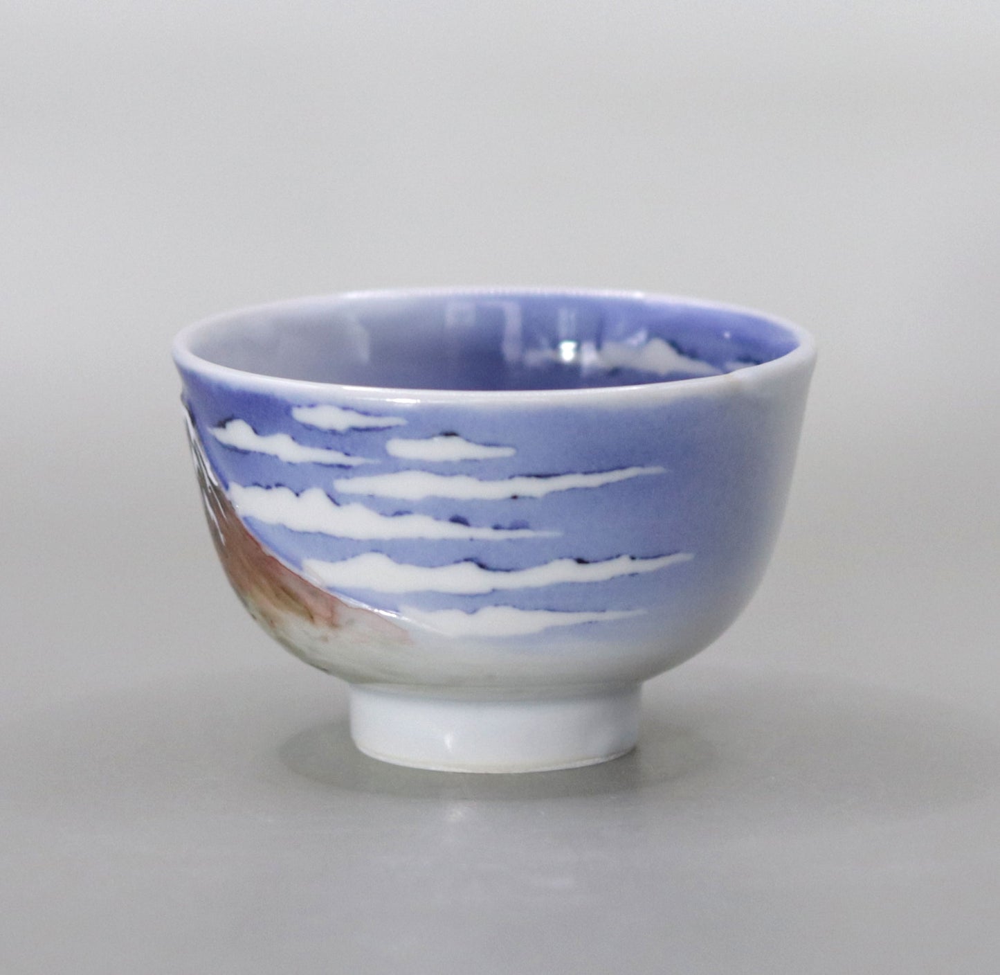 Hokusai Red Fuji Sake Cup by Kosai Miyagawa