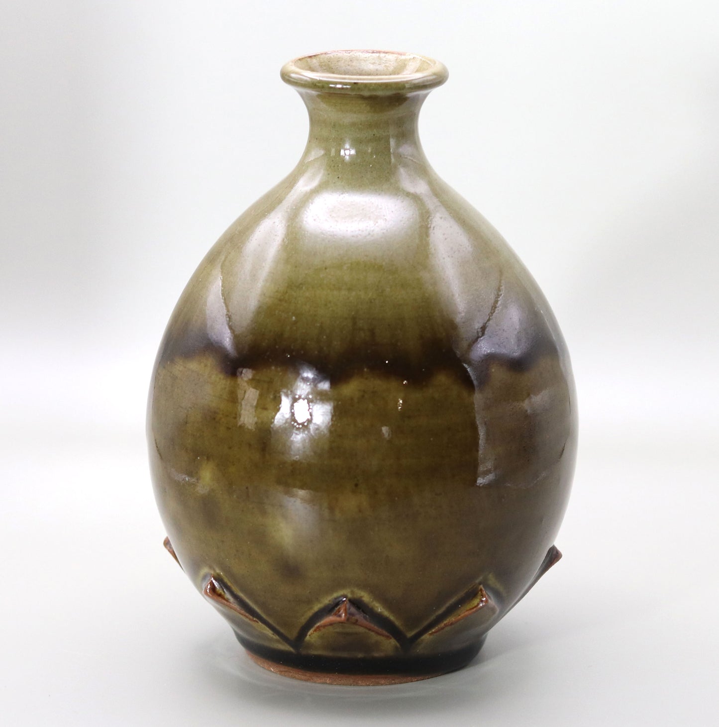 灰釉刻文花入 市野正大