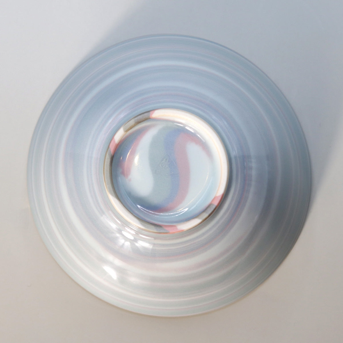 Nerikomi blue star birth tea bowl Suwa Sozan
