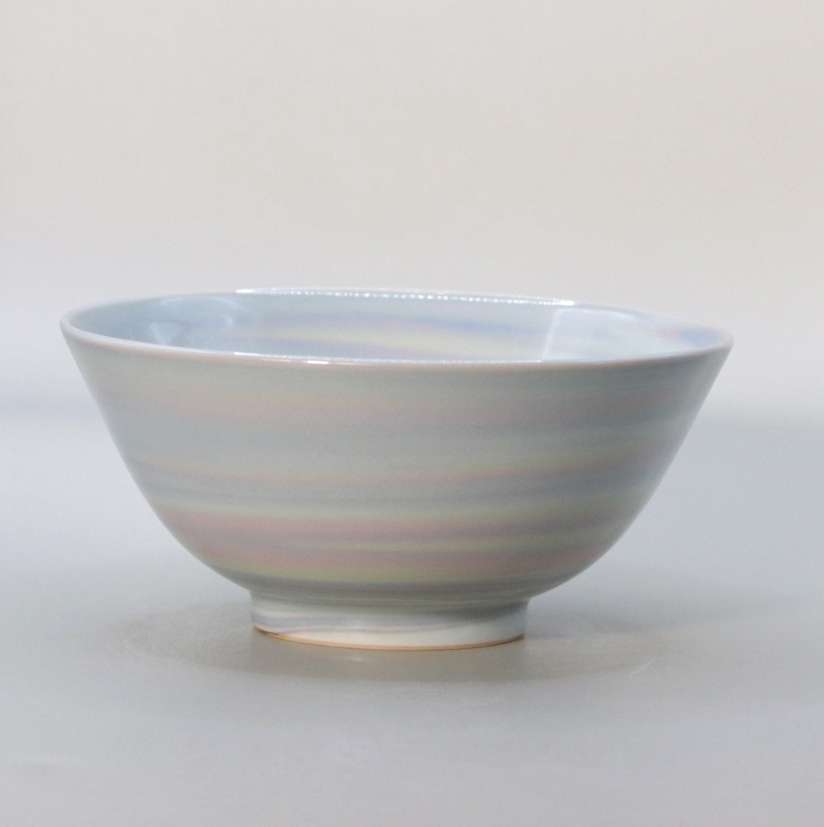 Kneaded celadon Akebono tea bowl by Suwa Sozan