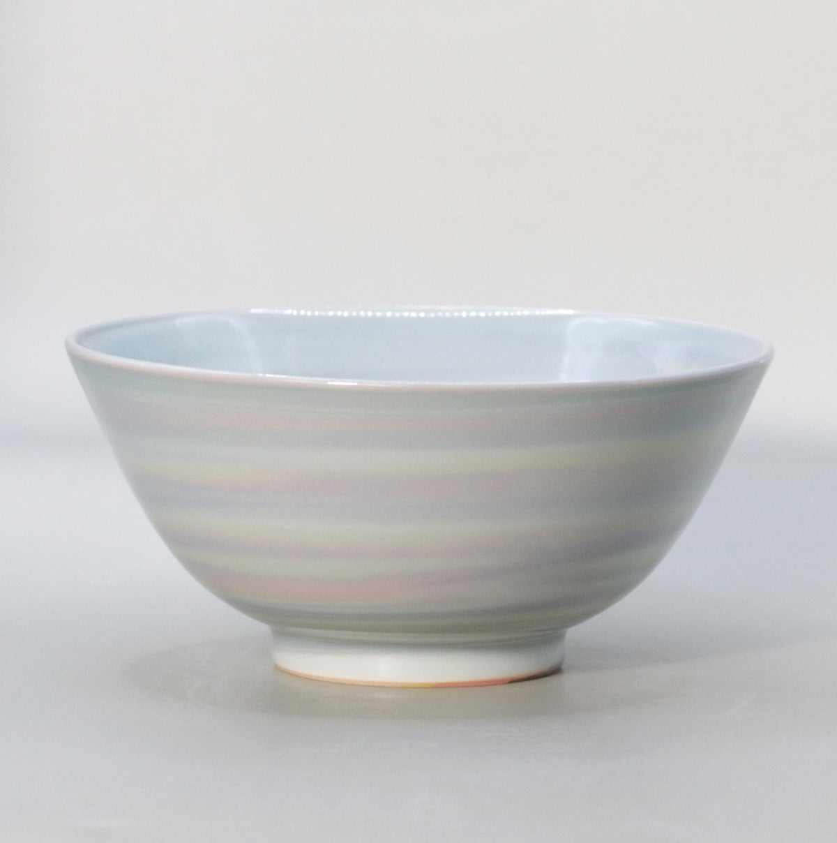 Kneaded celadon Akebono tea bowl by Suwa Sozan