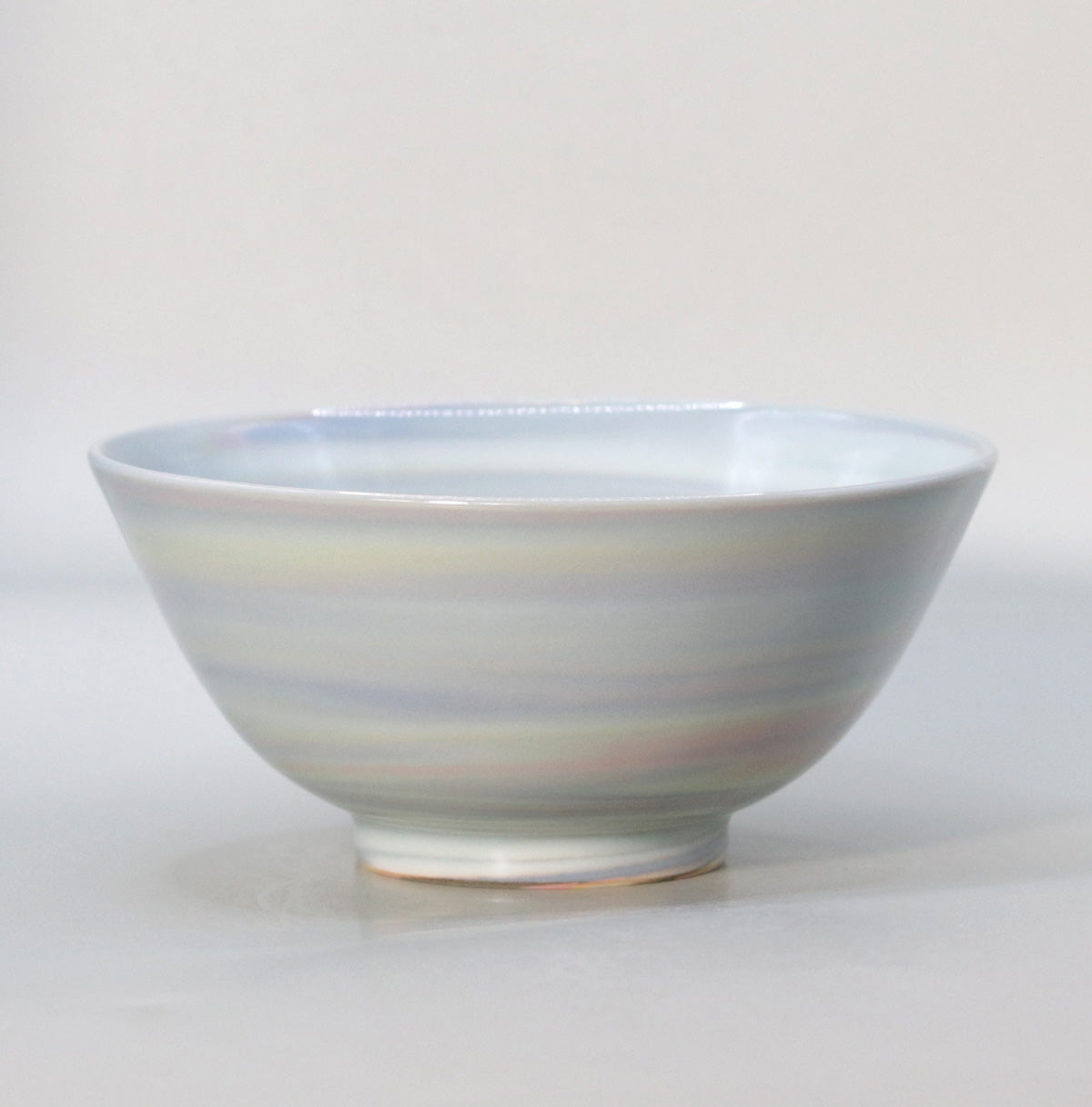 Kneaded celadon Akebono tea bowl by Suwa Sozan