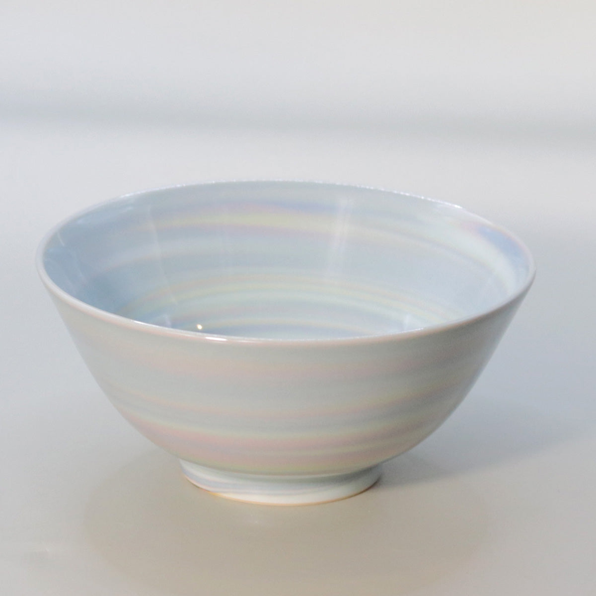 Kneaded celadon Akebono tea bowl by Suwa Sozan