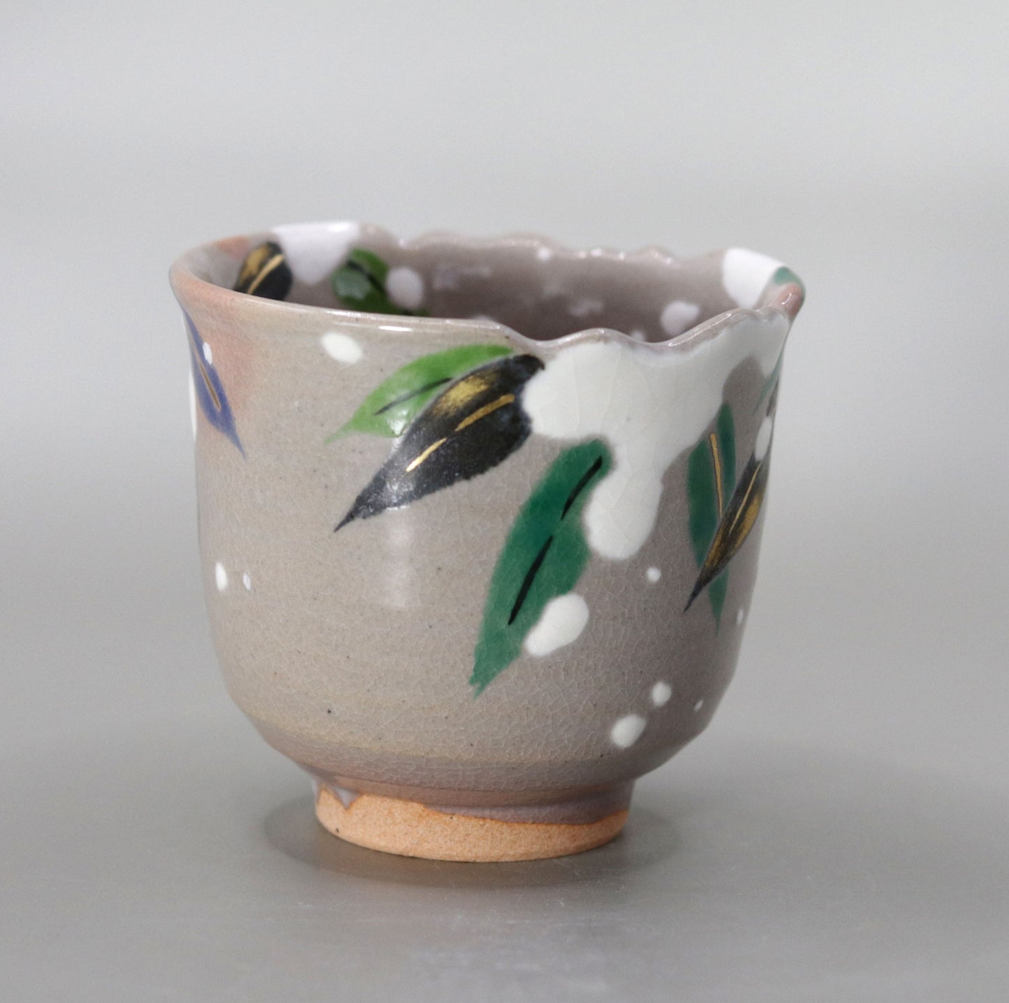 Kenzan's Snow-capped Bamboo Sake Cup by Kosai Miyagawa