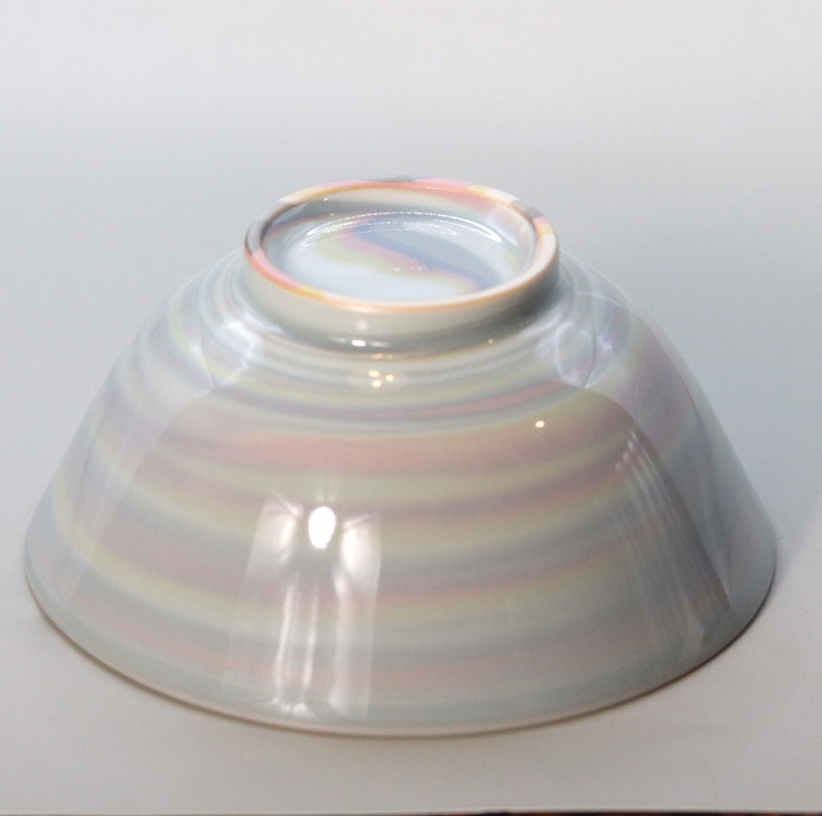 Kneaded celadon Akebono tea bowl by Suwa Sozan