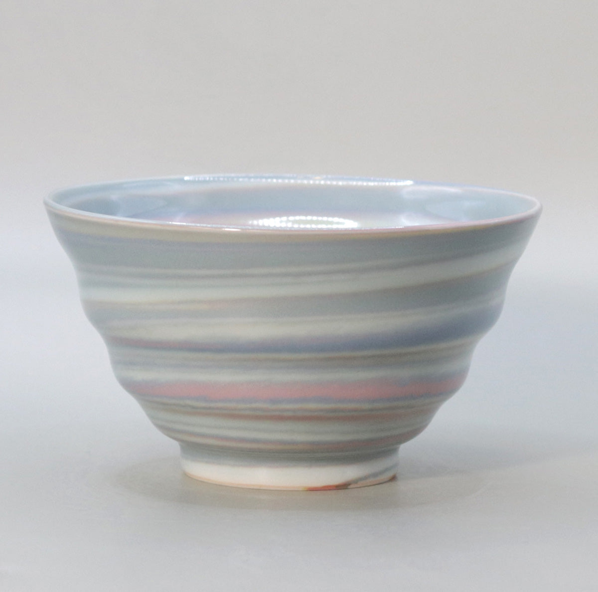 Kneaded celadon twisted Akebono tea bowl by Suwa Sozan