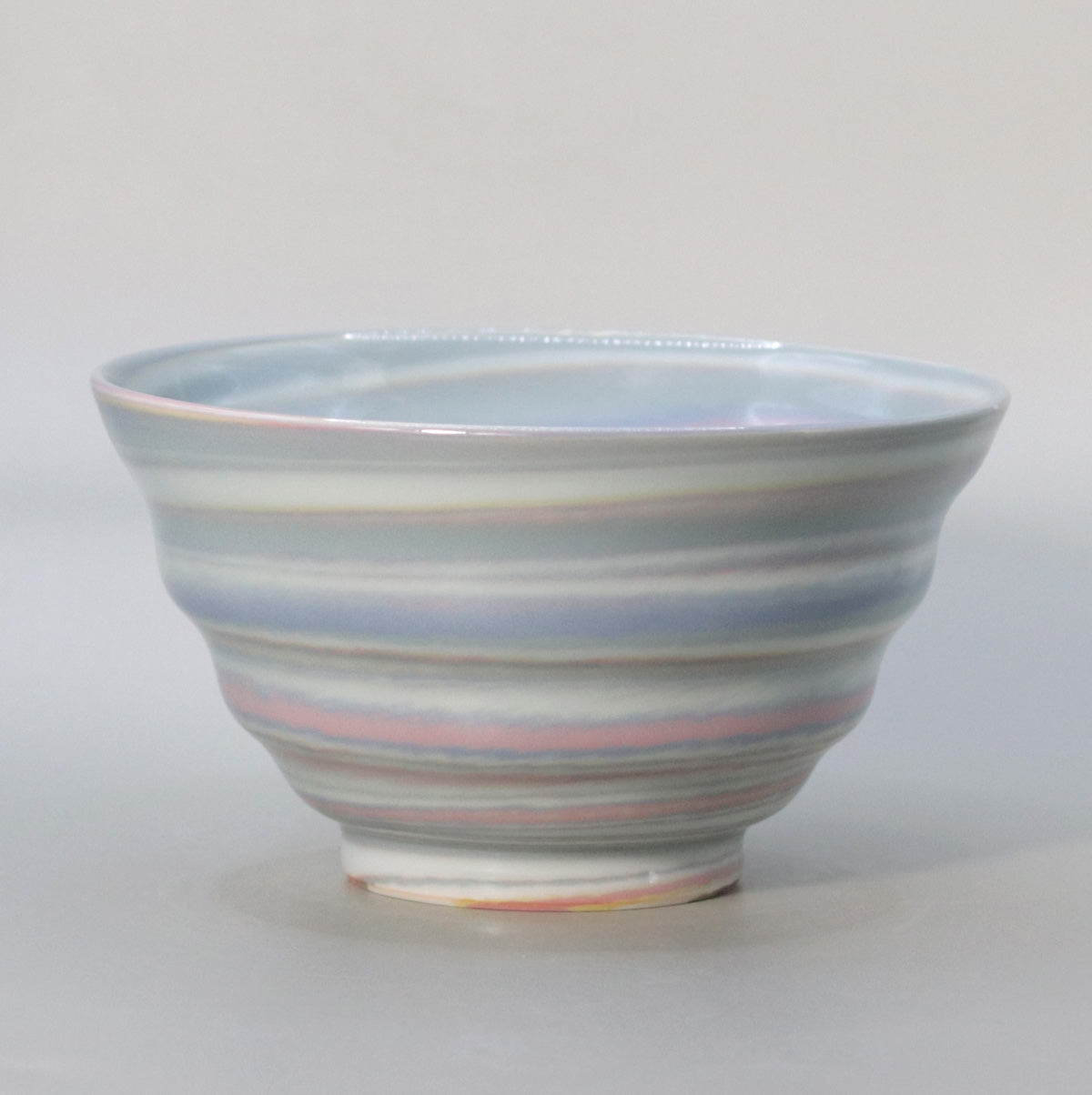 Kneaded celadon twisted Akebono tea bowl by Suwa Sozan
