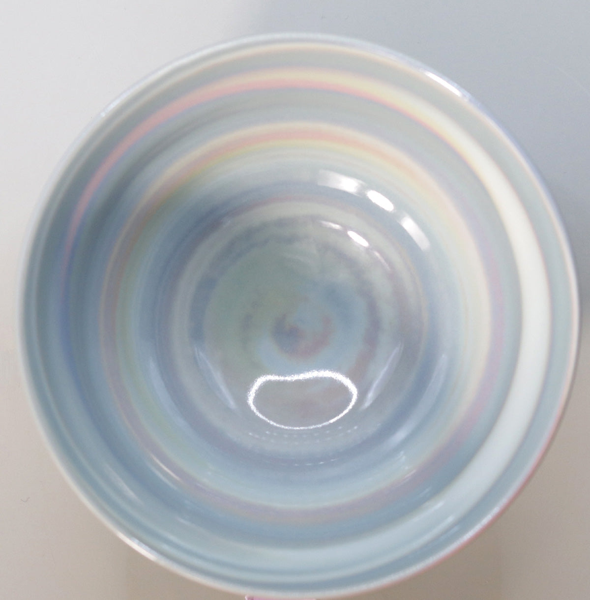 Kneaded celadon twisted Akebono tea bowl by Suwa Sozan