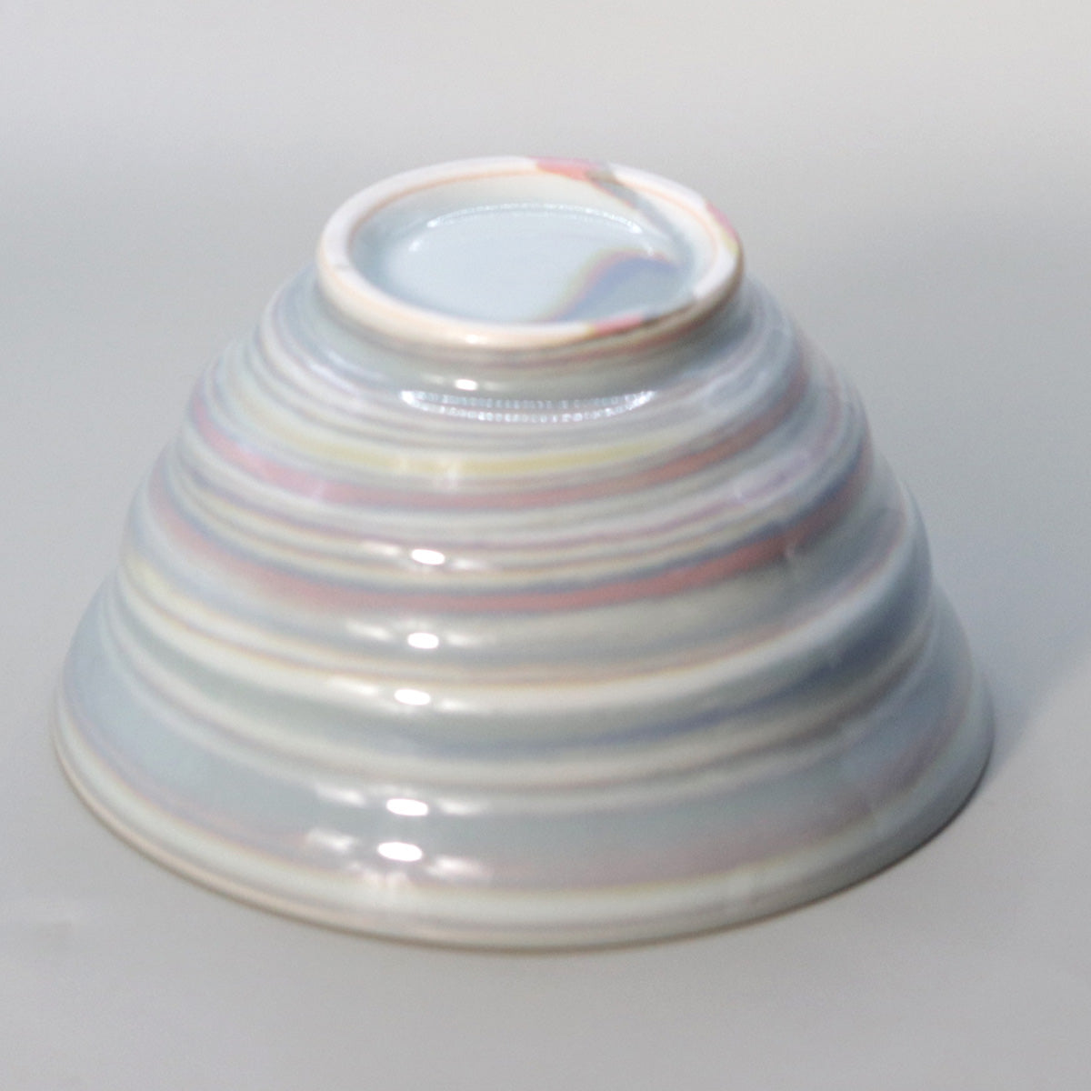 Kneaded celadon twisted Akebono tea bowl by Suwa Sozan