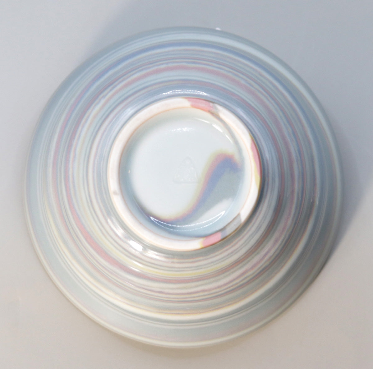 Kneaded celadon twisted Akebono tea bowl by Suwa Sozan