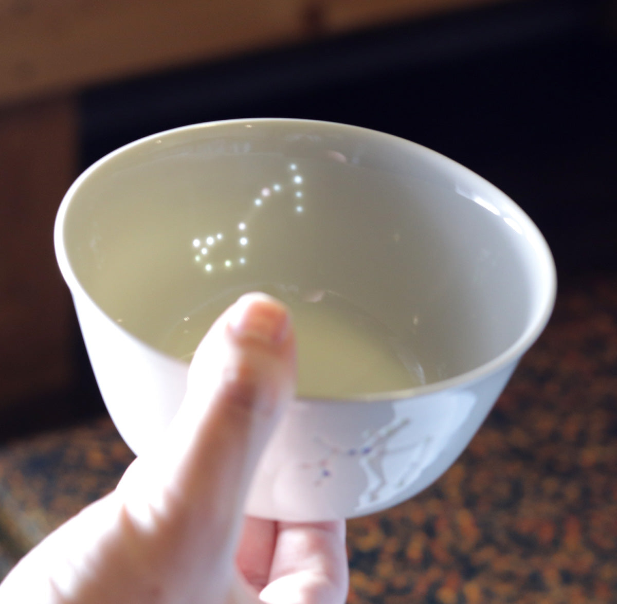 White Porcelain Firefly Constellation Tea Cup Scorpio Sagittarius Suwa Sozan