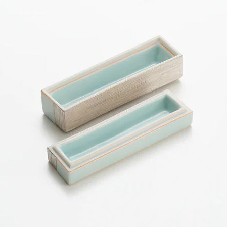 Blue and white porcelain silver-colored pottery Kazuhiro Matsukawa