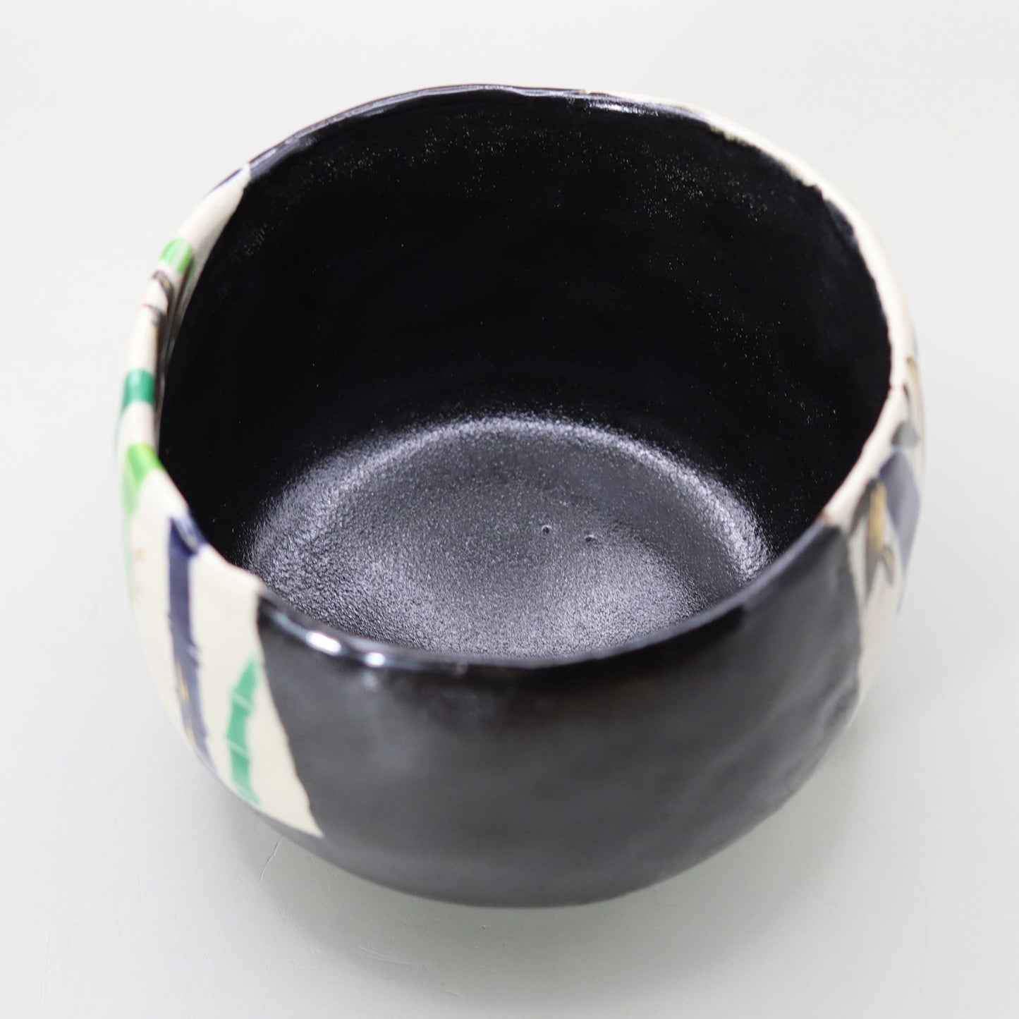 Raku tea bowl with bamboo by Kosai Miyagawa