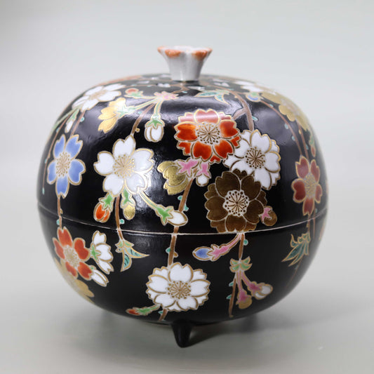 34-color cloisonné incense burner by Miyagawa Kosai