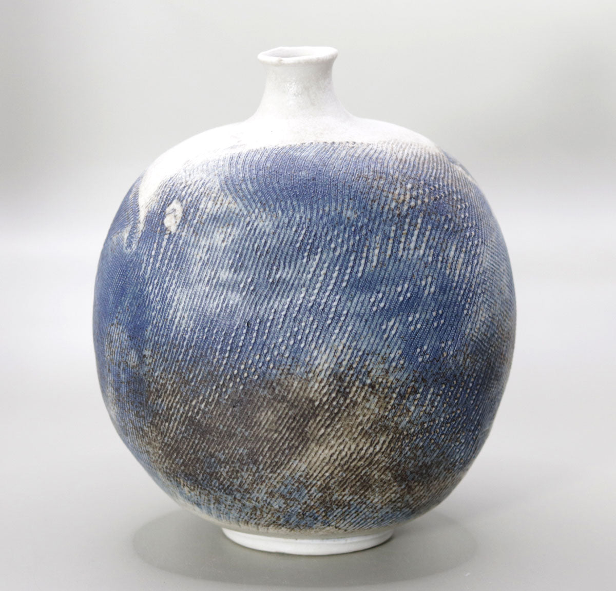 Cloth texture cobalt blue vase by Shin Fujihira