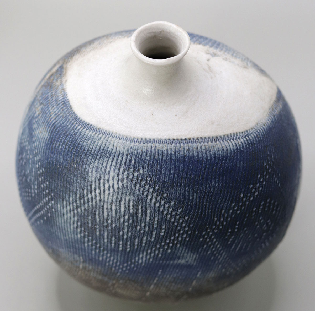 Cloth texture cobalt blue vase by Shin Fujihira