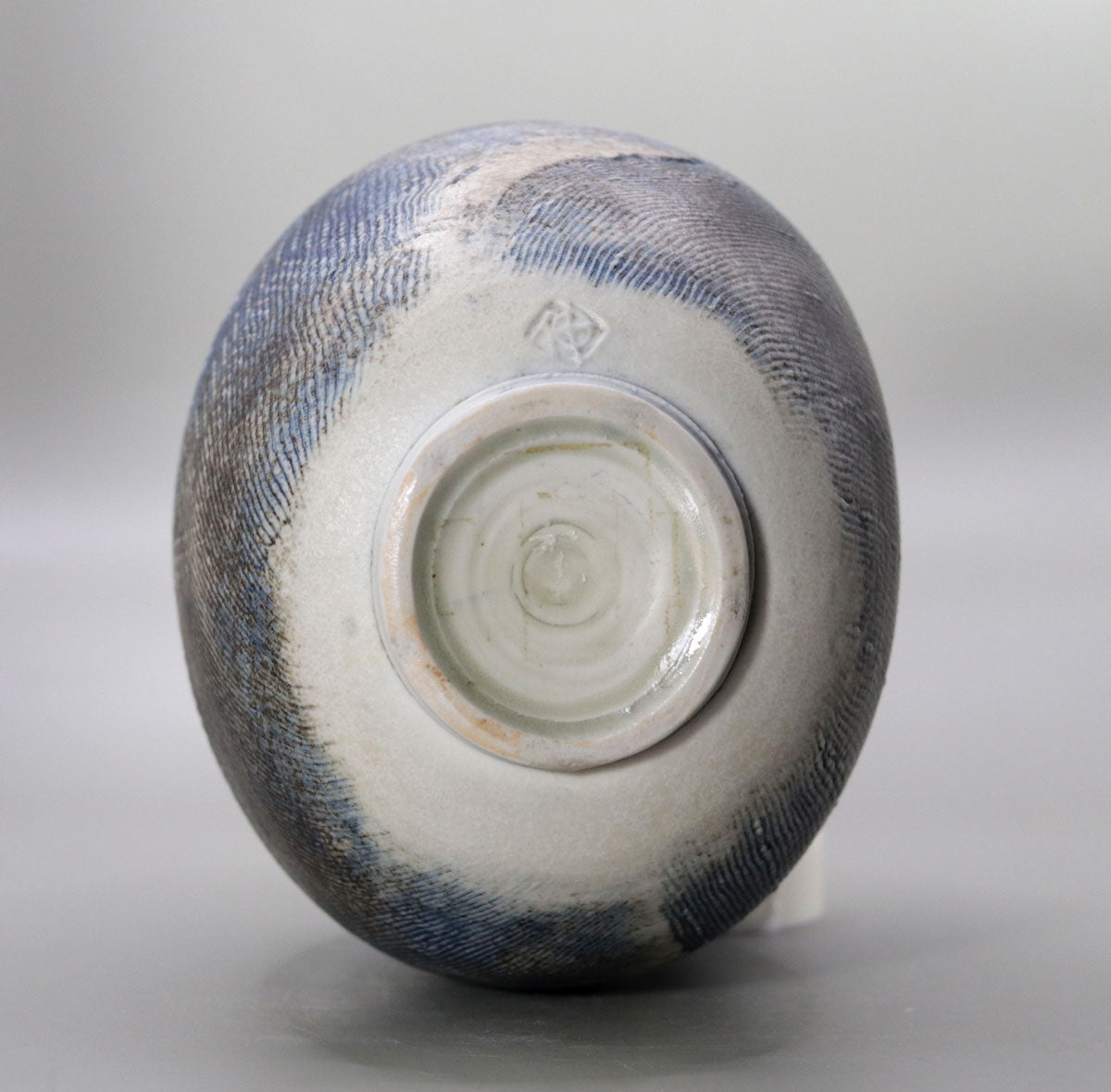 Cloth texture cobalt blue vase by Shin Fujihira