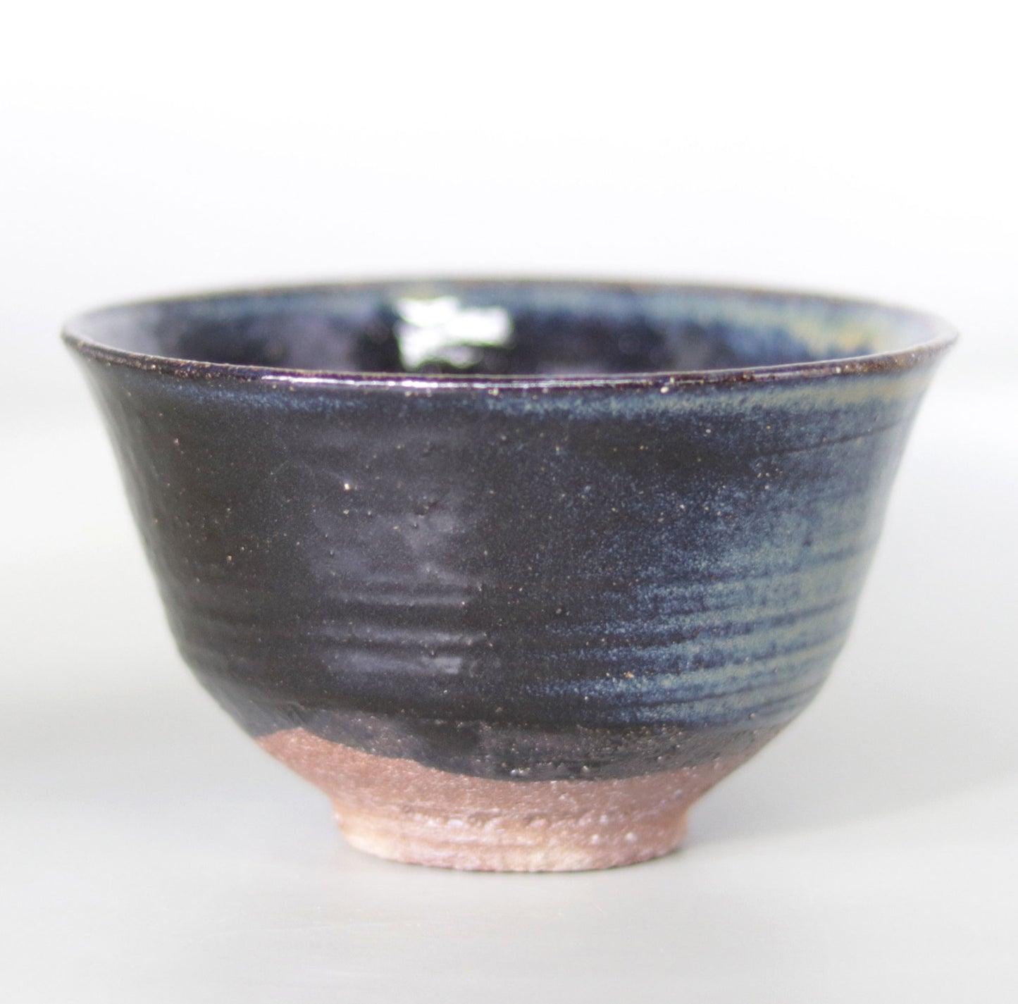 Iron-glazed tea bowl made from the base of the East Pagoda of Yakushiji Temple by Rakusai Bisai