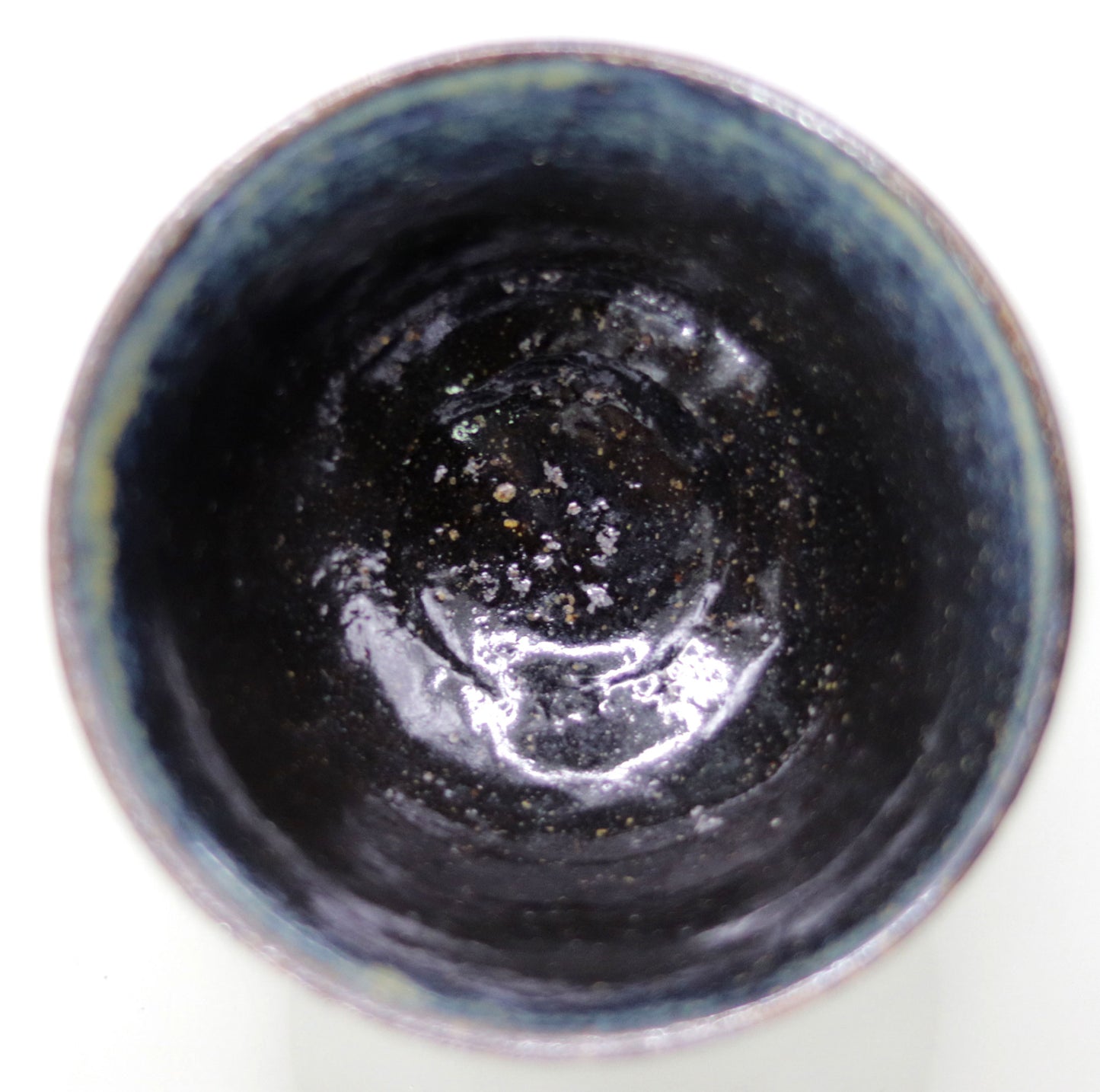 Iron-glazed tea bowl made from the base of the East Pagoda of Yakushiji Temple by Rakusai Bisai