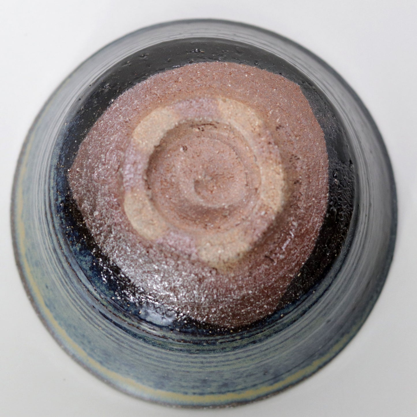 Iron-glazed tea bowl made from the base of the East Pagoda of Yakushiji Temple by Rakusai Bisai