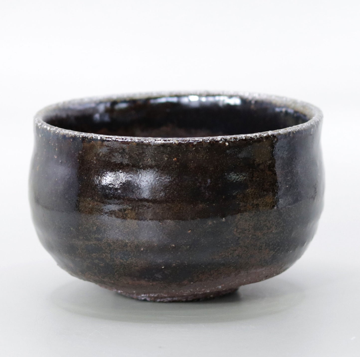 Iron-glazed tea bowl made from the base of the East Pagoda of Yakushiji Temple by Rakusai Bisai