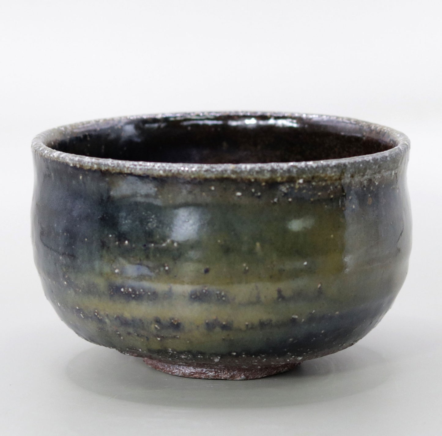 Iron-glazed tea bowl made from the base of the East Pagoda of Yakushiji Temple by Rakusai Bisai