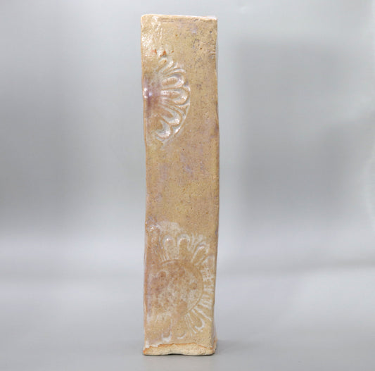 Old tile crest square vase by Rakusai Onishi