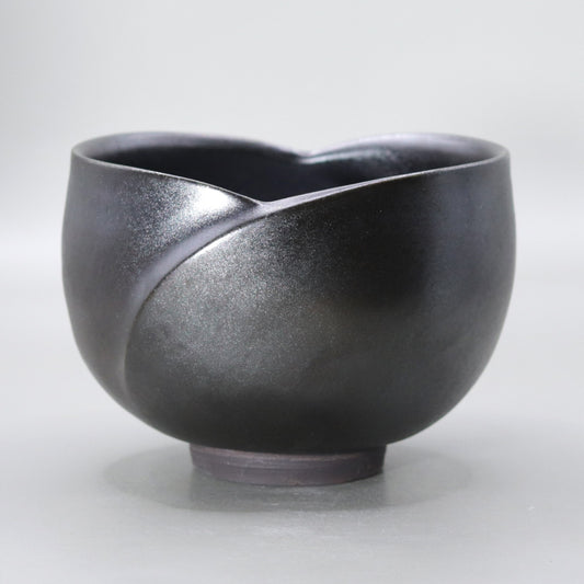 3 Iron glaze kiln-transformed tea bowl by Okada Yu