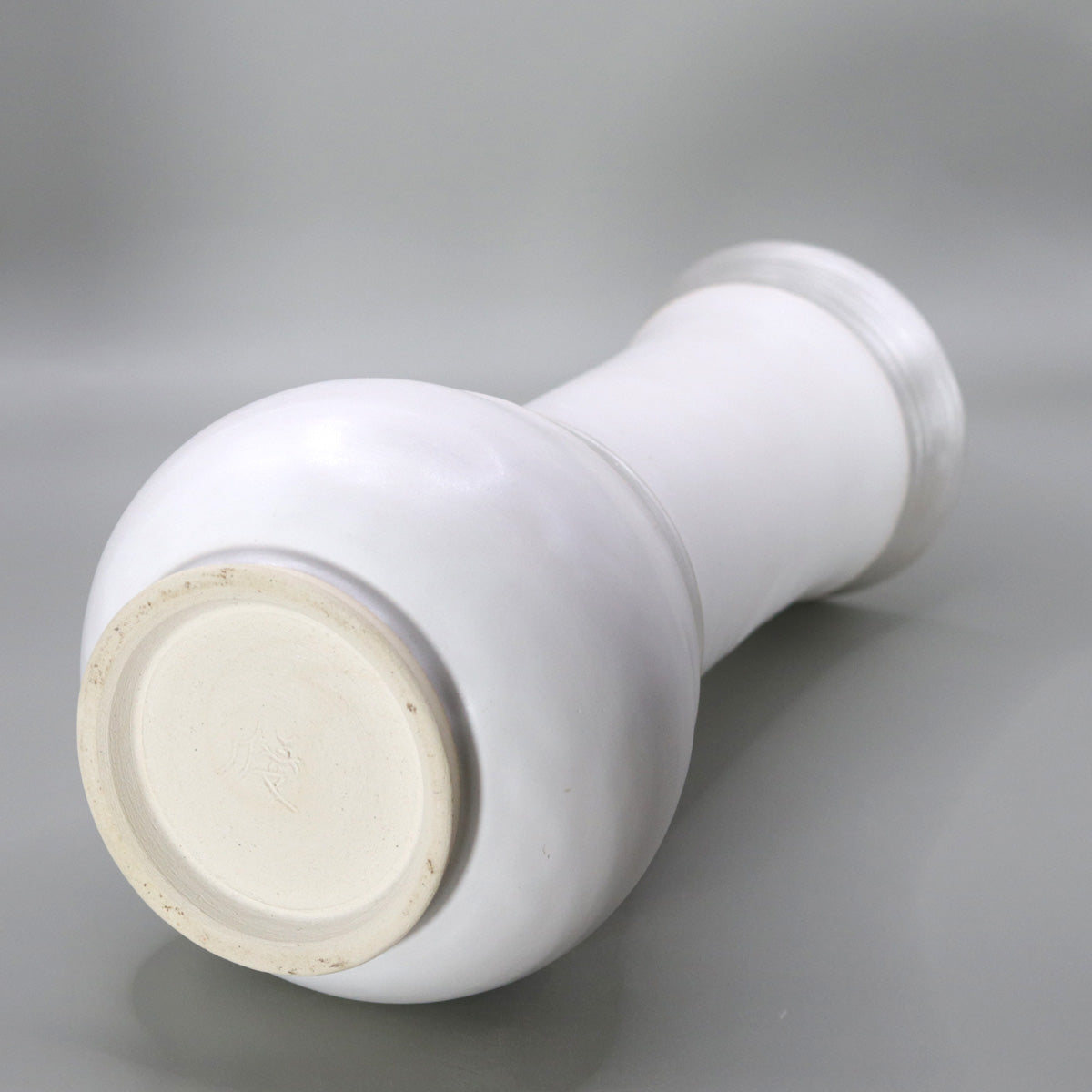 White Glazed Silver Brushed Flower Vase by Okada Yu