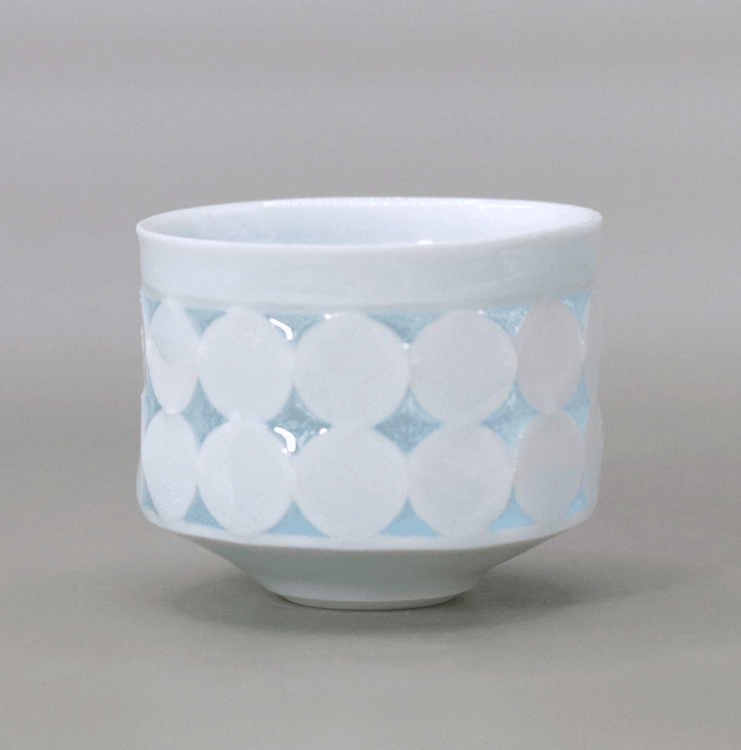 Blue and white porcelain firefly sake cup by Kotaro Ikura