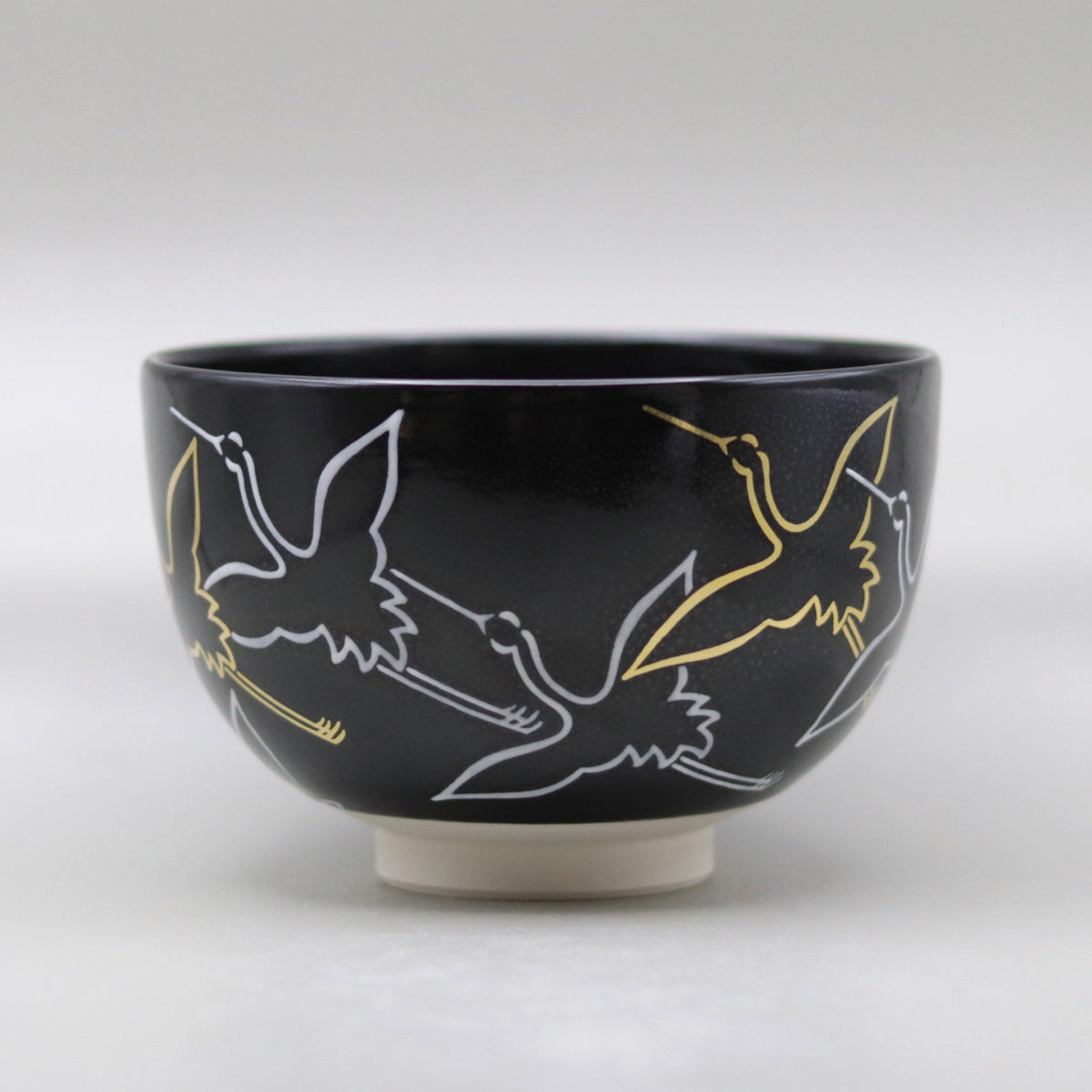 茶盌黒釉金白鶴 高橋道八 – 高級陶器の専門店【甘木道】
