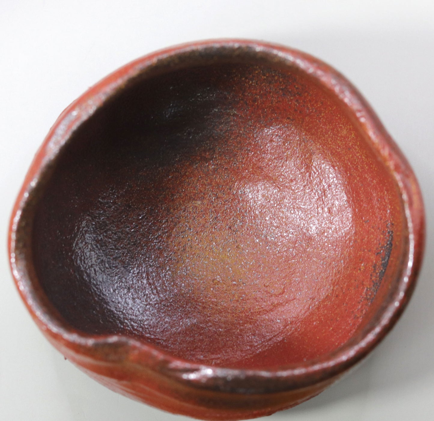 Tanba Red Tea Bowl by Nishihata Tadashi