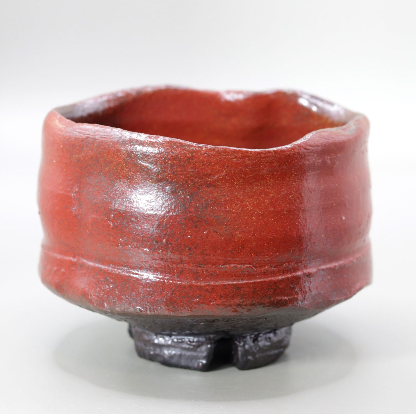 Tanba Red Tea Bowl by Nishihata Tadashi