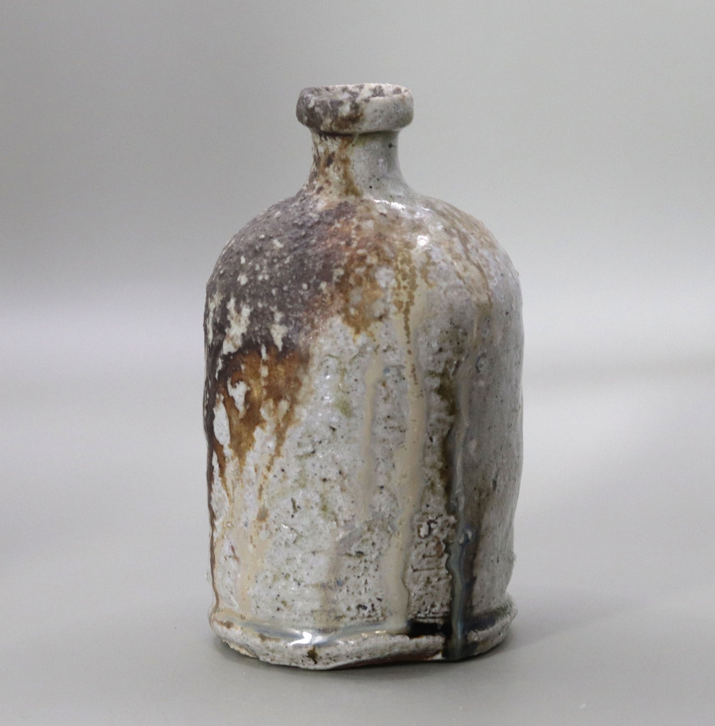 Tanba Natural Glazed Sake Bottle by Tadashi Nishibata