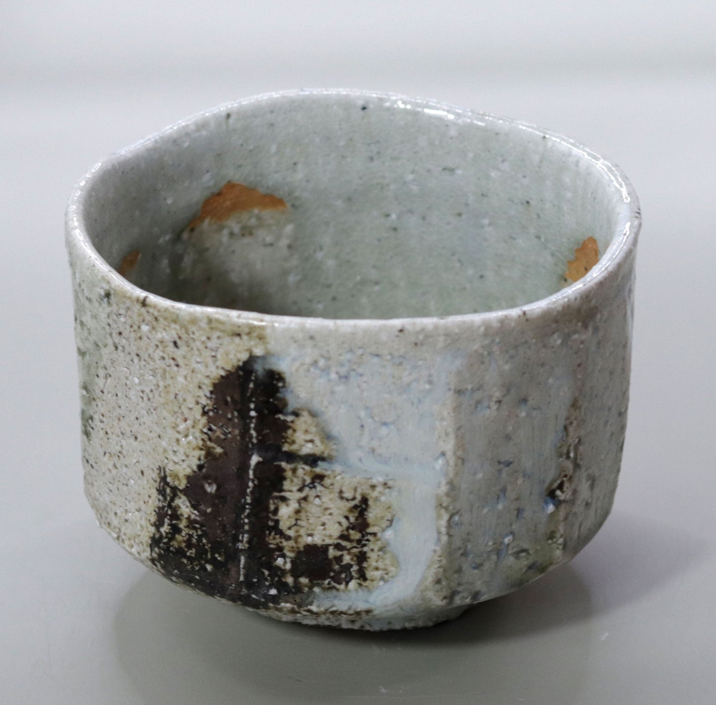 Commanding presence ash-glazed tea bowl by Nishihata Tadashi