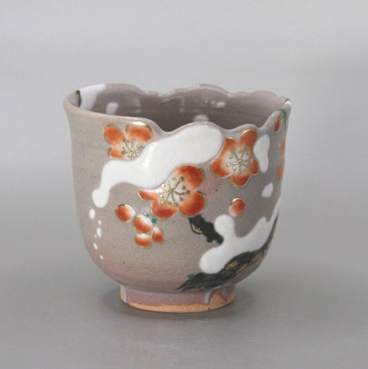 37. A copy of Kenzan's Snow-covered Plum Blossom Sake Cup by Kosai Miyagawa